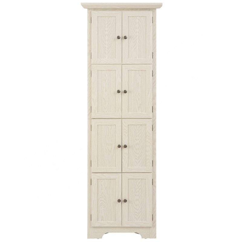 4-Tier 72" Corner Kitchen Pantry Storage Cabinet With 8 Doors Tall Storage Cabinet, Corner Cabinet And Shelves, Home Farmhouse Bookshelf Cabinet For Bathroom, Living Room, Kitchen WHI