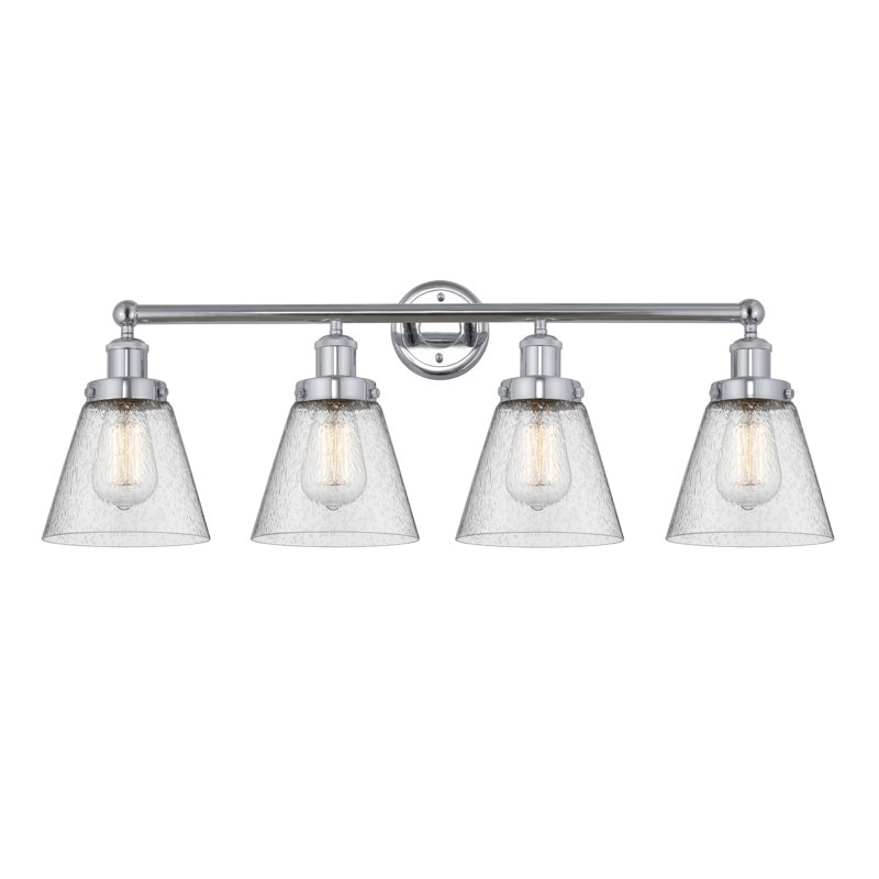 Éclairage pour meuble-lavabo de salle de bain 4 lumières Edison Cone, Mercure, Chrome poli