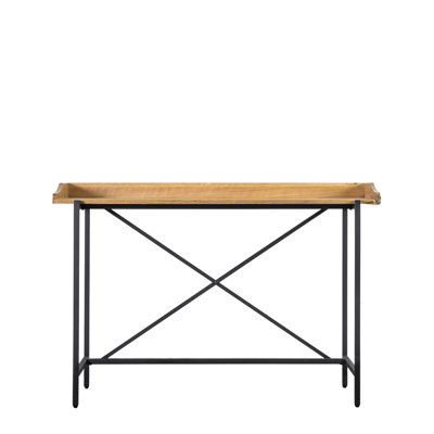 Solid Wood Top Metal Base Writing Desk