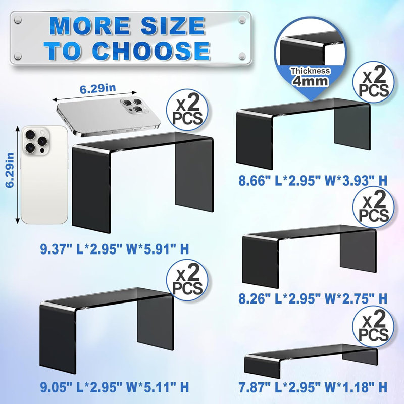 10-piece Black Acrylic Display Risers