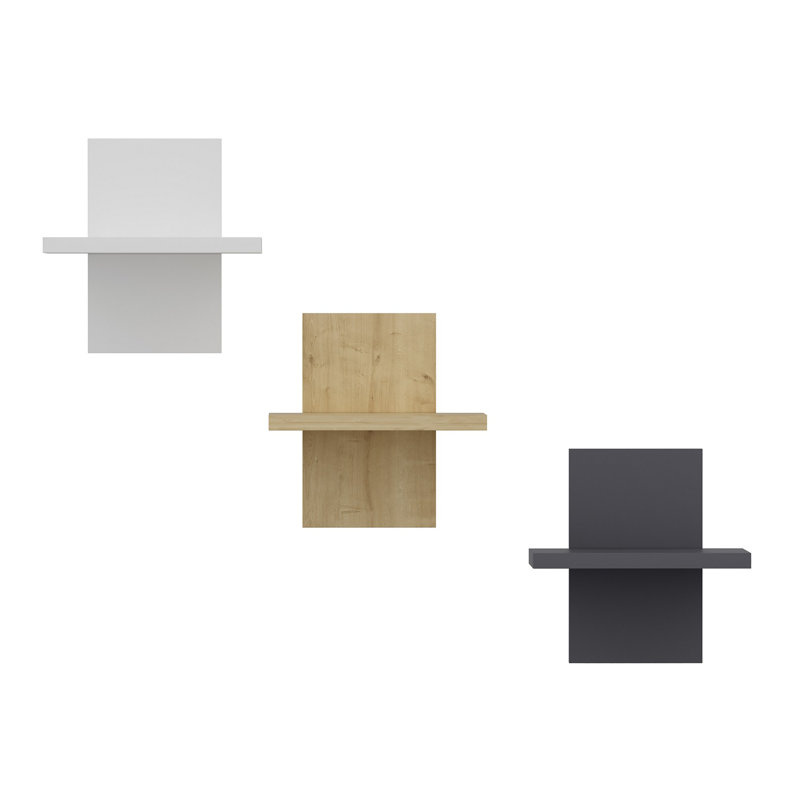Locelso Floating Shelf, White/Natural/Grey