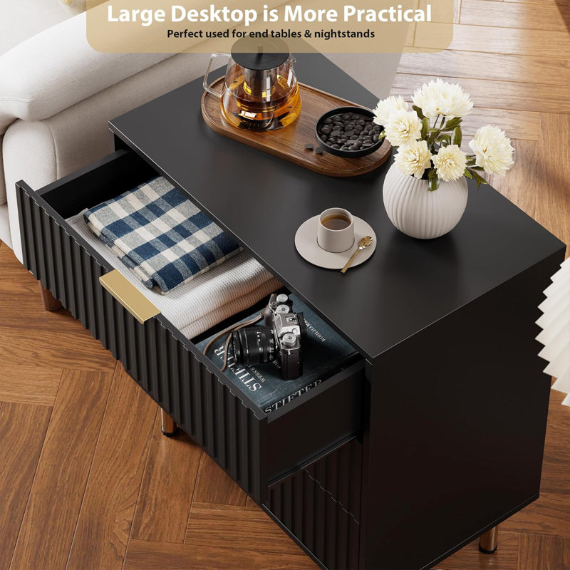 3 Drawer Dresser for Bedroom, Black