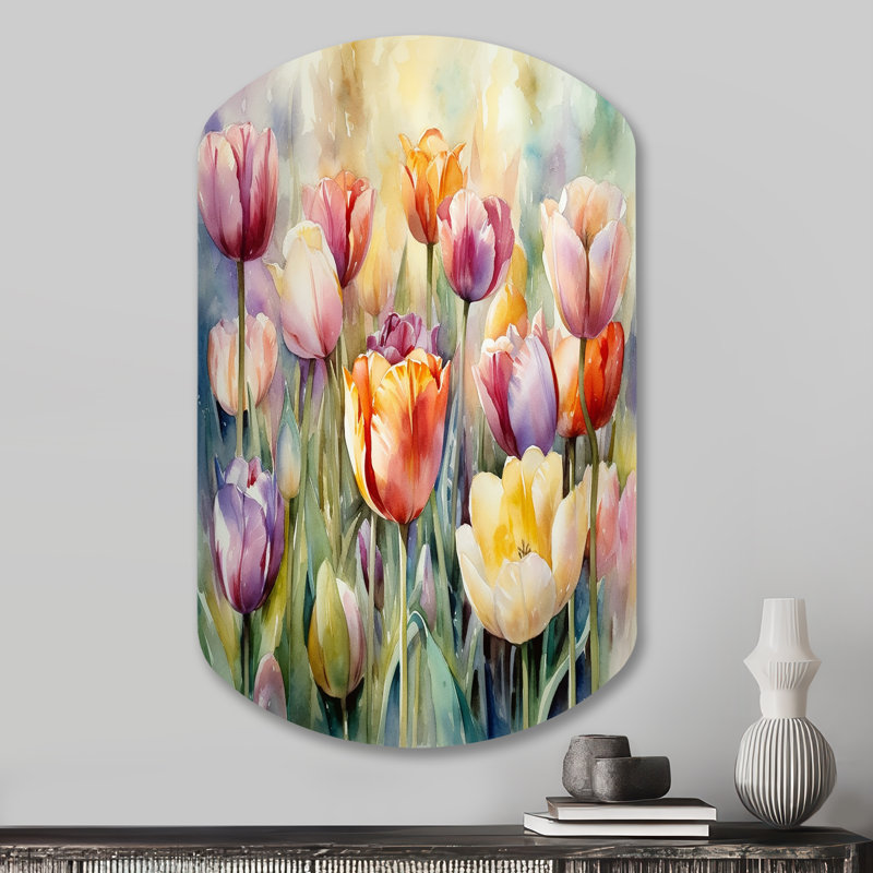 Mallette - tulipe asymétrique en métal, sculpture murale en métal de forme unique, H 31 po x l 19 po