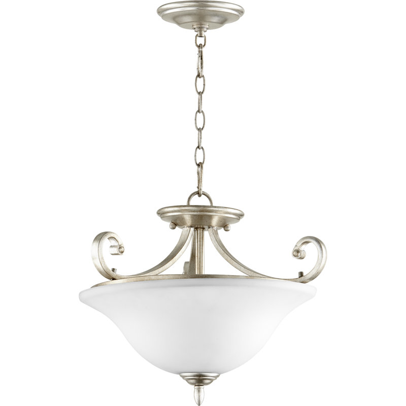 Luminaire suspendu simple à 3 lumières Cambron, Nickel classique