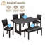 Ensemble de salle à manger 6 pièces avec banc, table de cuisine de style ferme moderne avec chaises et banc en similicuir, ensemble de salle à manger rectangulaire en bois avec piètement en forme de U, similicuir noir antique et brun foncé