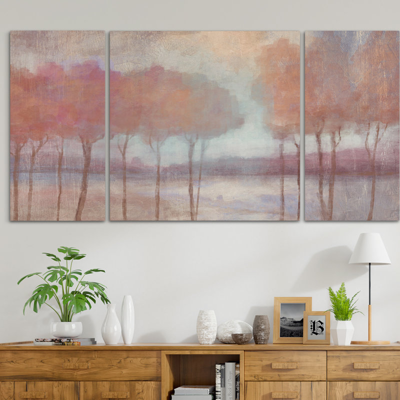 « blushing trees », reproduction d’image multi-pièces de première qualité sur toile, H 32 po x l 64 po x P 1,5 po
