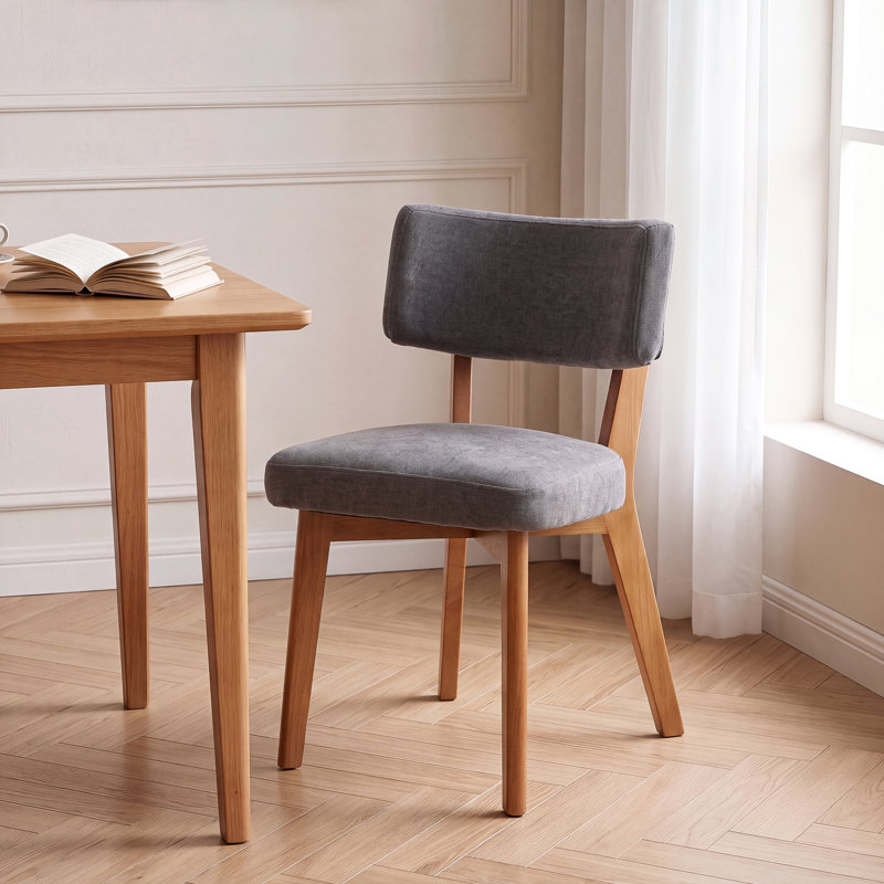 46 cm H Linen Side Chair in Grey