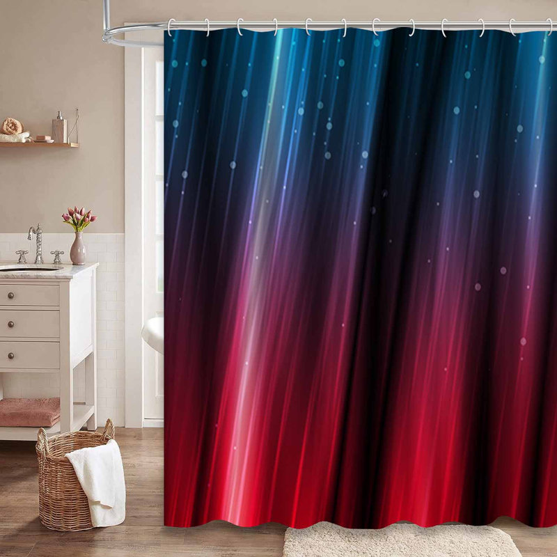 Rideau de douche rouge à motif abstrait dégradé rouge avec 12 crochets, L 72 po x l 72 po