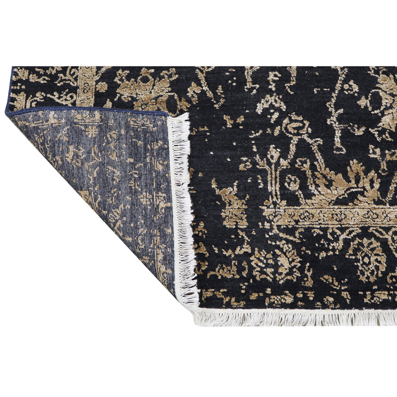 One-of-a-Kind Rectangle 4' x 6' in Denim/Brown