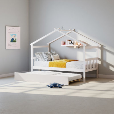 Lit en bois avec lit gigogne simple