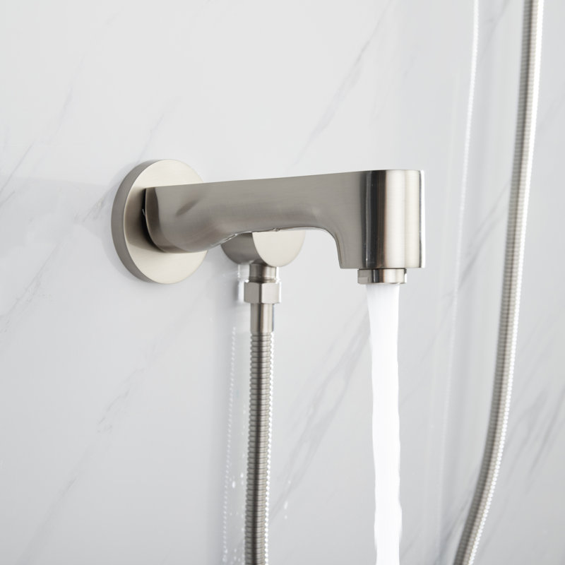 Luviah 1-Spray Tub and Shower Faucet Combo with Round Showerhead and Handheld Shower, Brushed Nickel