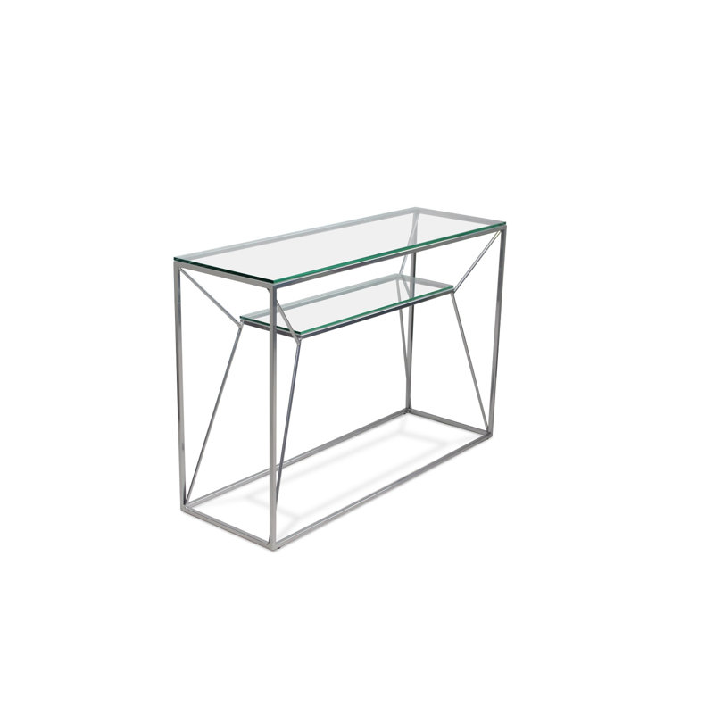 Gosselin 120cm Glass Top Console Table, Chrome