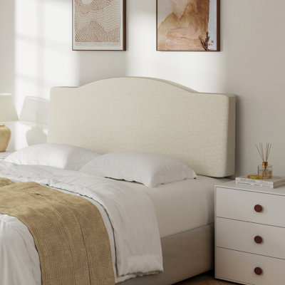 Tête de lit tapissier en lin avec hauteur réglable et dossier ergonomique pour matelas de 6 à 15 po, aucun assemblage requis - grand, beige