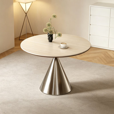 Table ronde Mid-Century en pierre frittée