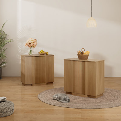 Designer Modern Minimalist Style 31.5'' Fluted Panel Sideboard(set Of 2)