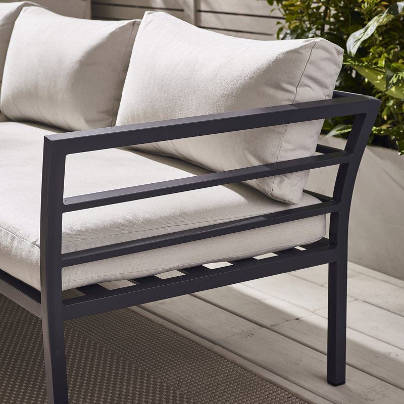 Alanzo Outdoor 6 Seater Corner Sofa And Coffee Table - Minimalist Modern Style (Cover Included), Grey
