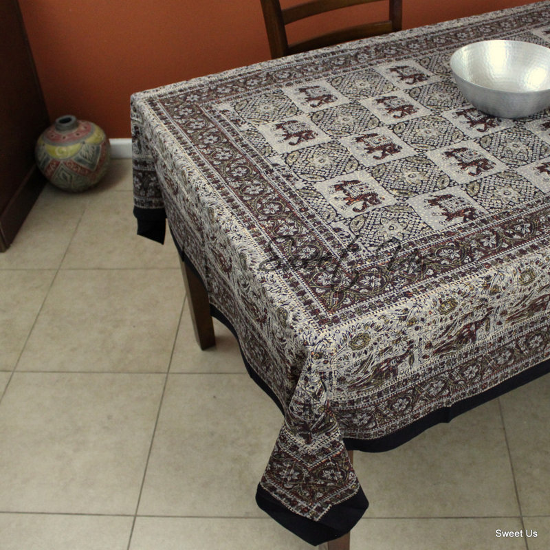 Nappe 100% coton Floral, L 106 po x l 88 po, Grey
