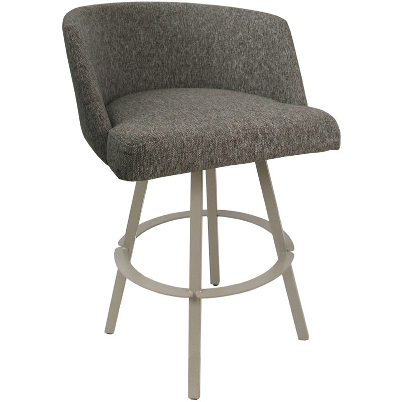 Tabouret de bar pivotant en métal Karimah, Gris, Mélange de polyester beige
