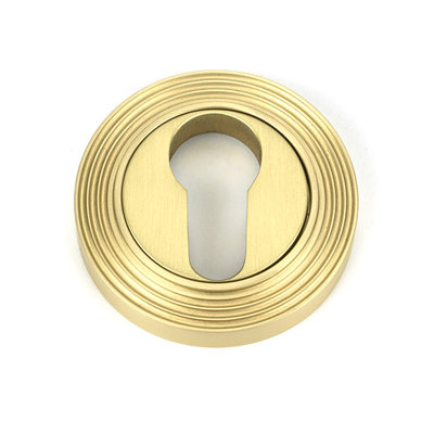 Beehive Satin Brass Round Euro Escutcheon