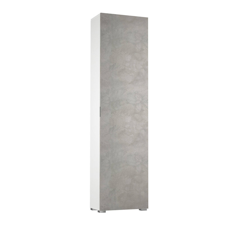 1 Door Manufactured Wood Wardrobe, Cement/White