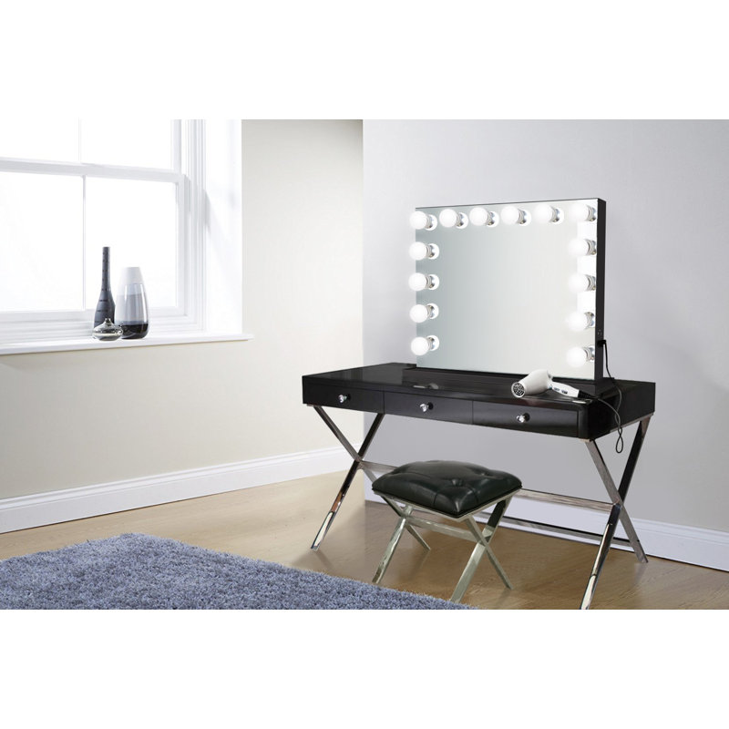 Andaluss Wood Flat Mirror, 25" x 31", Black