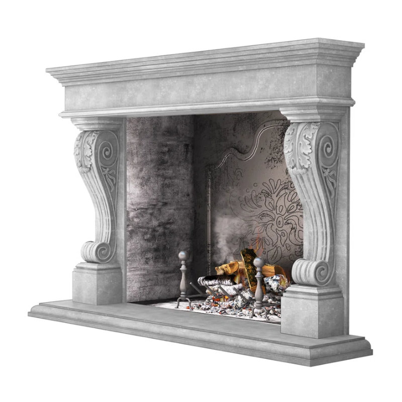 Venice Fireplace Surround, Travertine Gray