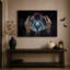 Toile squelettique encadrant une toile d'araignée bleue brillante sous Halloween-2137060504