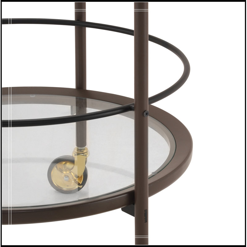 Rond rond avec tablettes en verre trempé, Coffee