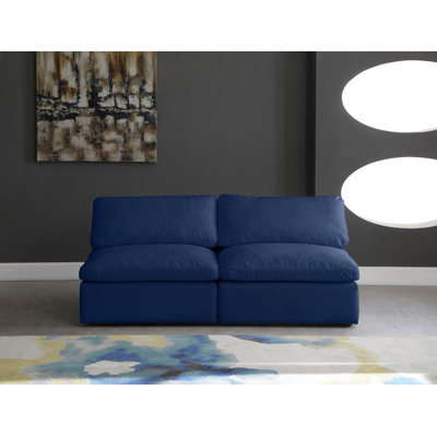Canapé modulaire confortable en velours sans accoudoirs avec coussins réversibles 78 po