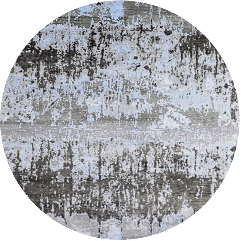 Tapis abstrait gris, Rond 7 pi