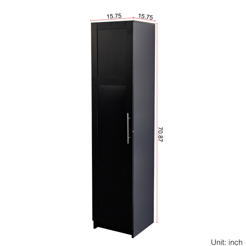 Armoire de rangement empilable, P 16,2 po x l 69,61 po, noir. Tablettes et portes mobiles. Extra pour la cuisine, la buanderie et la salle de bain. Cloisons. Convient à la salle de bain, au garage. . Facile à nettoyer et à entretenir