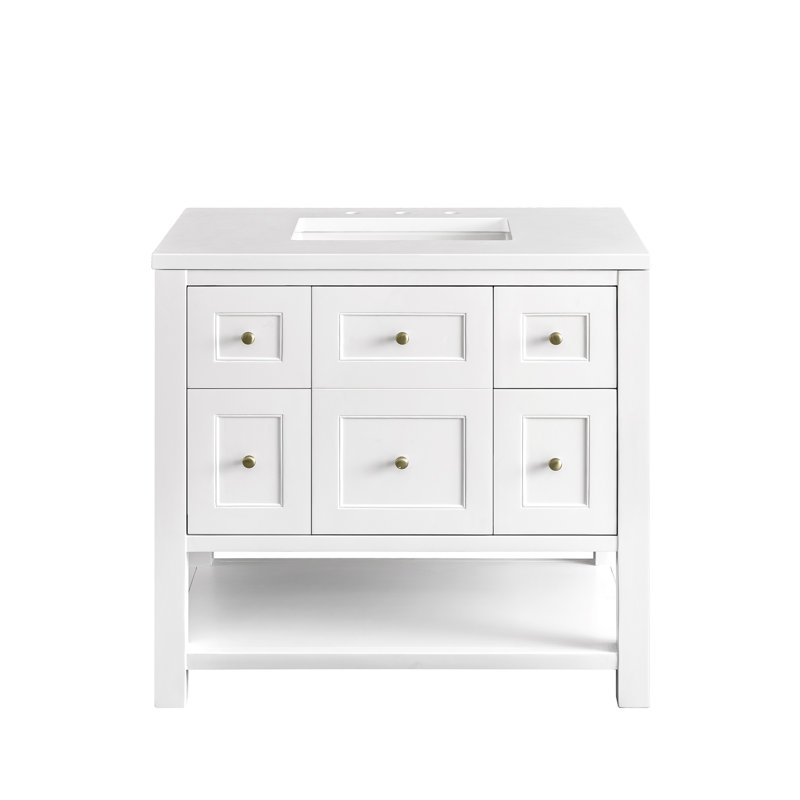 Breckenridge 36'' W Single Vanity, Bright White, White Zeus, 8" Widespread