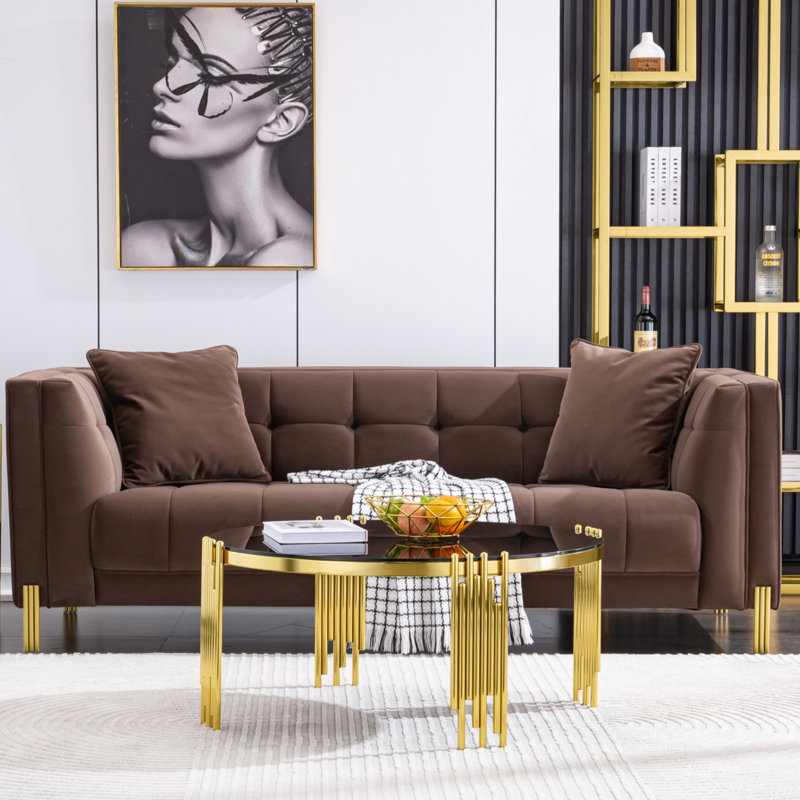 Deavon Glass Top Single Coffee Table, Black, Gold