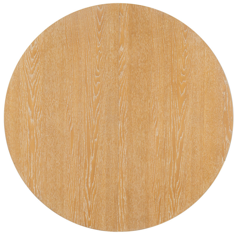 Ensemble de salle à manger fonctionnel rétro TREXM 5 pièces comprenant une table ronde extensible et 4 chaises rembourrées pour salle à manger et salon (naturel)