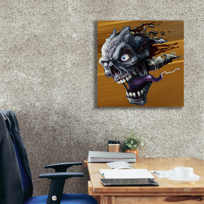 Tête de zombie majeur, H 26 po x l 26 po x P 1,5 po