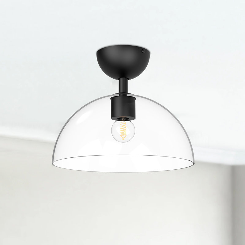 Plafonnier semi-encastré 1 lumière 12 po Casoria, Noir mat