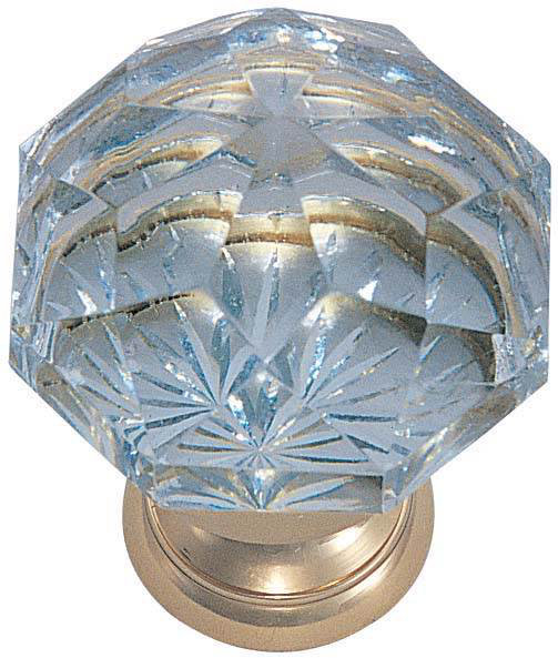 Crystal Round Knob, Polished Brass, 1"