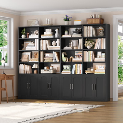(Ensemble de 2) Bibliothèque standard H 73 "avec portes et 8 tablettes ouvertes