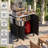 Outdoor Bar Cart With Stainless Steel Countertop, Cabinet With Storage, Foldable Trash Bin & Towel Rack For Kitchen Pre And Grill