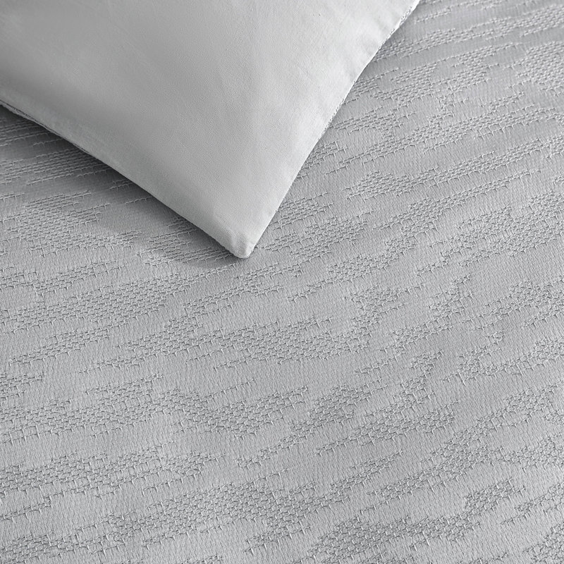 Gray Reversible Microfiber Queen Bedspread Set