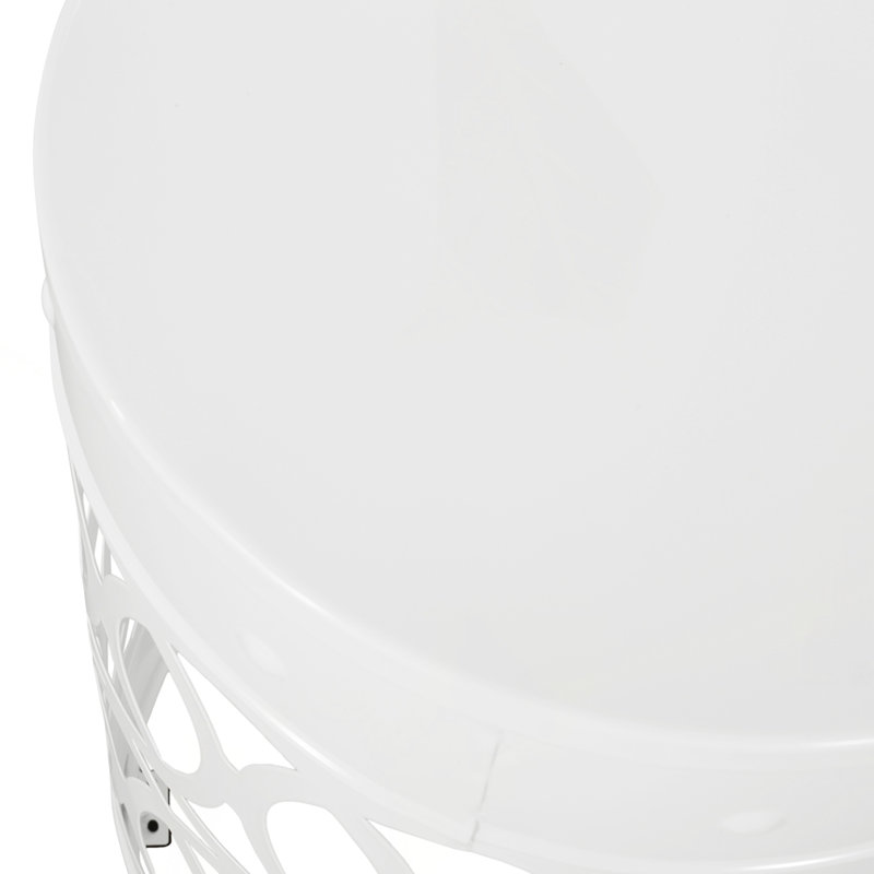 Large Outdoor Metal end Table, White