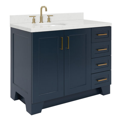 ARIEL Taylor 42.25 Single Sink Bathroom Vanity with Man-Made Stone Top-Oval