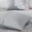 Literie 6 pièces, gris / pêche, double / grand, coton imprimé, confort réversible, coussins brodés, pièce lavable à la machine grise / pêche, chaleur, floral, 3 coussins