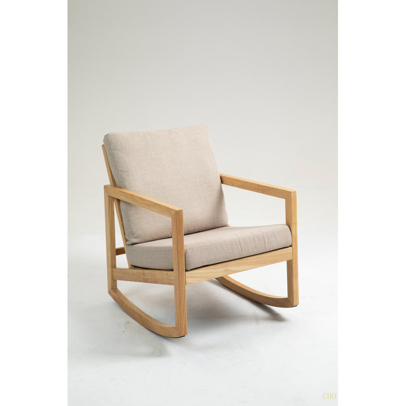 Fauteuil oscillant Upholstein, structure en bois d'hévéa
