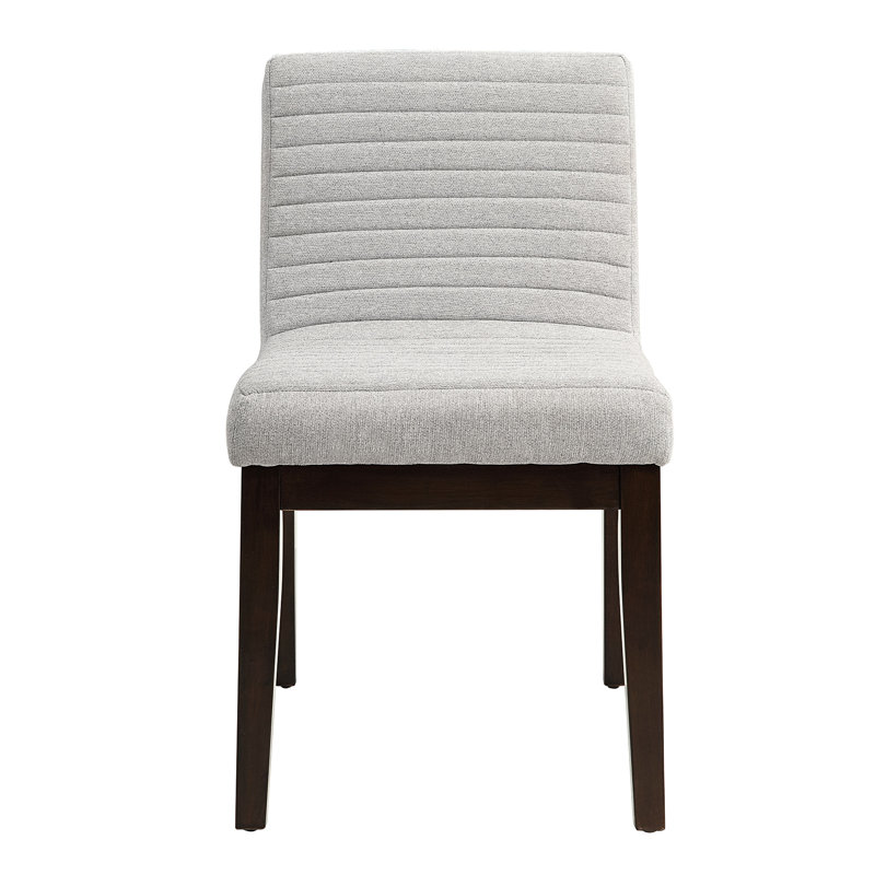 Chaises d'appoint en lin gris (2) - Accents de brun chaud Rembourrage de confort supérieur de 2 pièces en bois massif de fabrication exceptionnelle