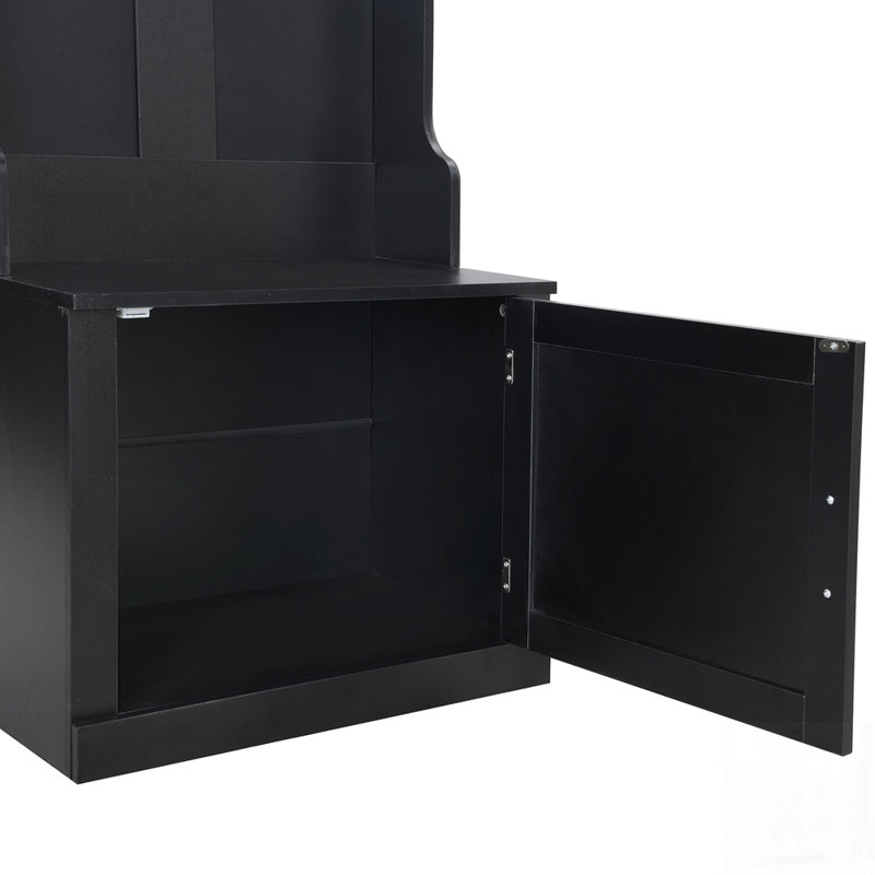 Arbre d'entrée minimaliste avec armoire et 6 crochets, banc de rangement multifonctionnel pour vestibule et salon, conception élégante et peu encombrante