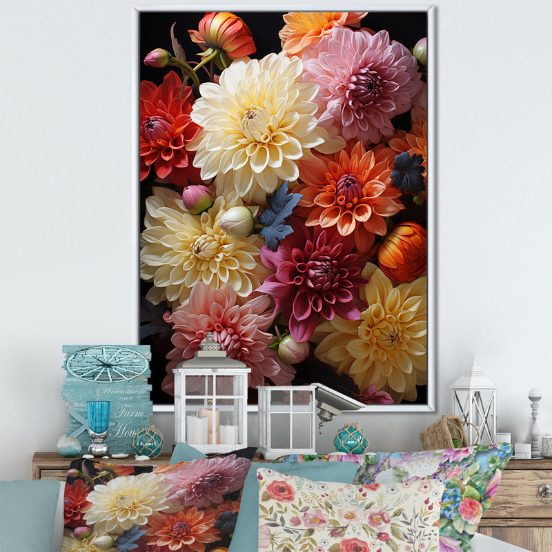 Ellera Mums Autumn Hues Showcases I, Cadre flottant blanc, H 44 po x l 34 po x P 1,5 po