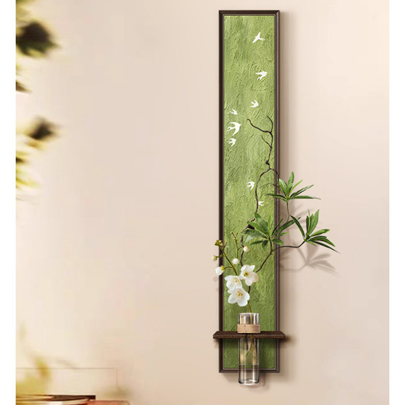 Murale de paysage de style médiéval vert, H 70,87 po x l 13,78 po x P 4,72 po