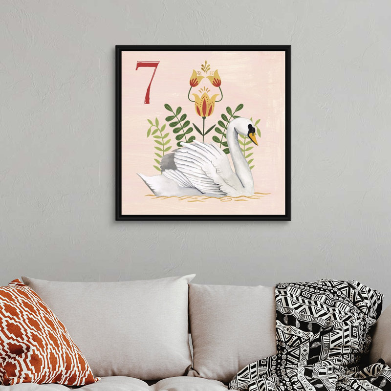 "Les douze jours par Grace Popp", reproduction d'art sur toile, H 26 po x l 26 po x P 1,75 po, Cadre noir
