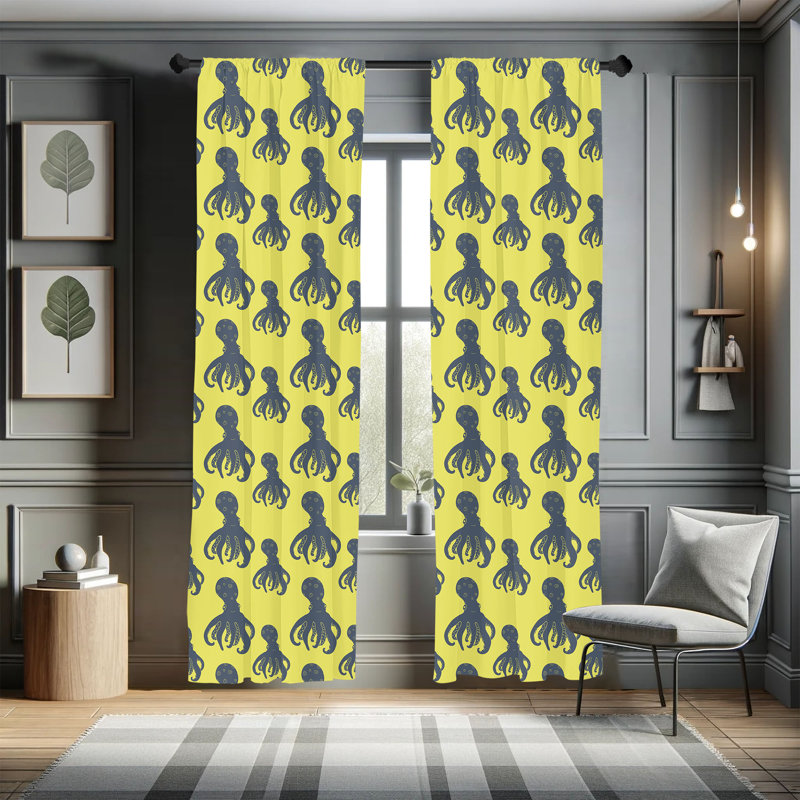 Octopus Semi-Sheer Rod Pocket Sliding Panel, 28" x 95"